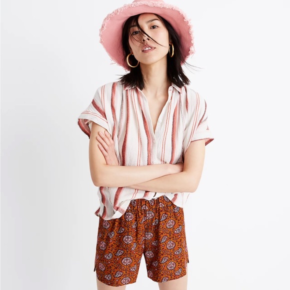 Drapey Pull-On Shorts in Warm Paisley - Picture 1 of 10